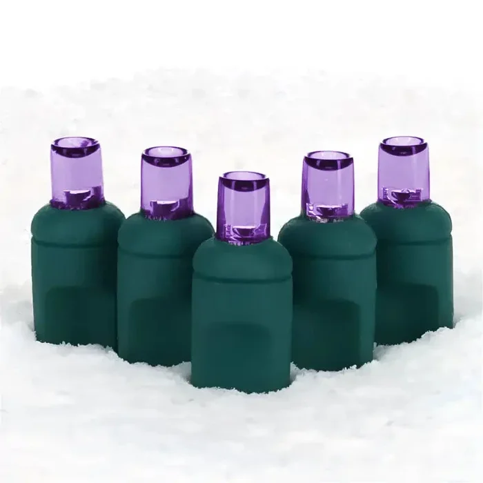 100 5mm Purple LED Christmas Lights, 4 ” Spacing