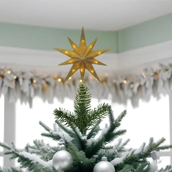 12 ” Lit Gold Glitter Star Tree Topper