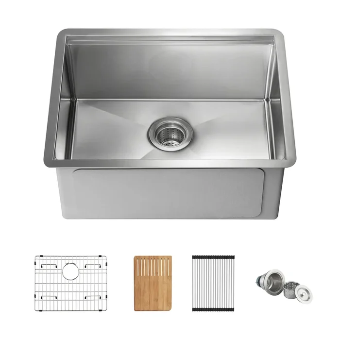 24 ” Handcrafted 316 Marine Grade Stainless Steel 16 Gauge Single Bowl Workstation Undermount Kitchen Sink