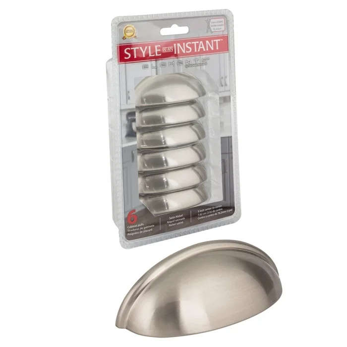 3 ” Center-to-Center Satin Nickel Florence Retail Packaged Cabinet Cup Pull