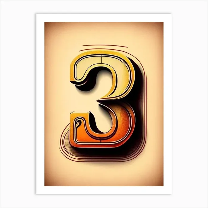 33, Number, Education Retro Drawing 1 Art PrintAA by Artful ABCs