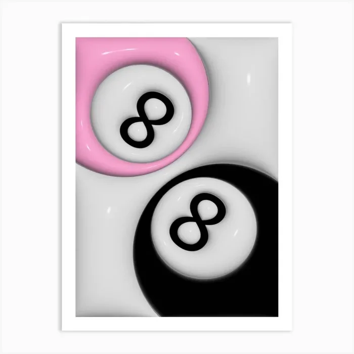 8 ball pink and black Art Print by Lucent Art Shop