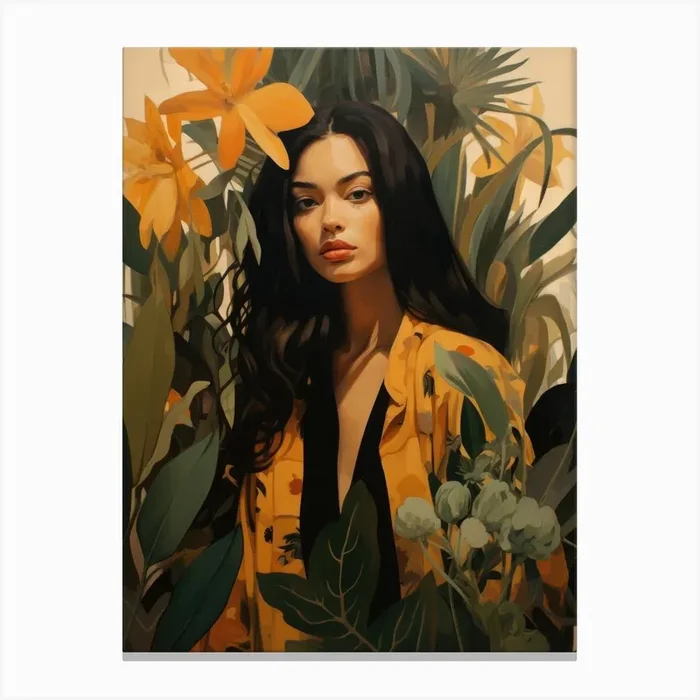 ‘Asian Woman’ 1 Canvas Print by Moving Clouds Art