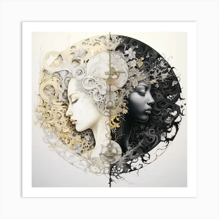 ‘Day and Night’ Abstract Print Art Print by Amanda Moore