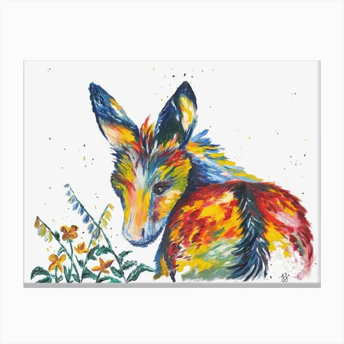 A Colourful Donkey Named Ass Canvas PrintJB by JJ Barrs Art
