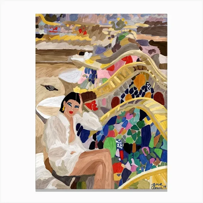 A Girl In Park Guell Canvas Print by Ana Clerici