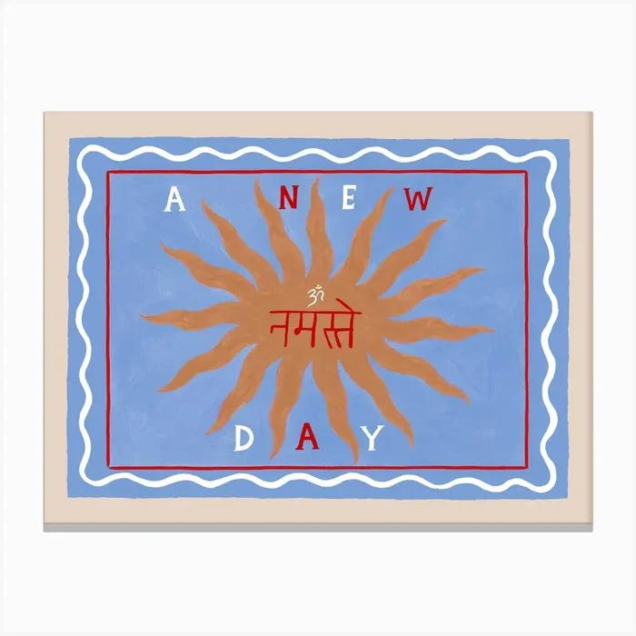 A New Day Blue & Brown Canvas Print by Yoga Art Prints
