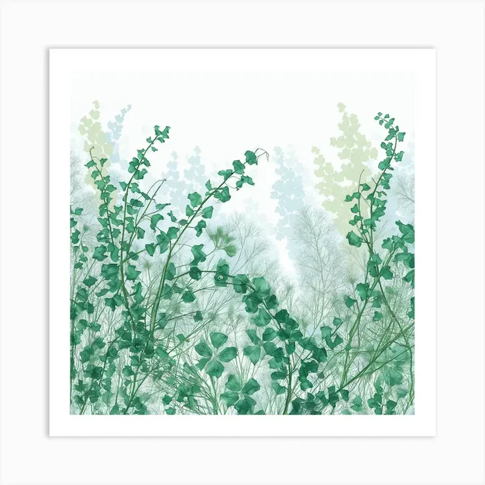 A Stunning Illustration Vibrant Green Spring Lan Art Print by Jana Masarovicova