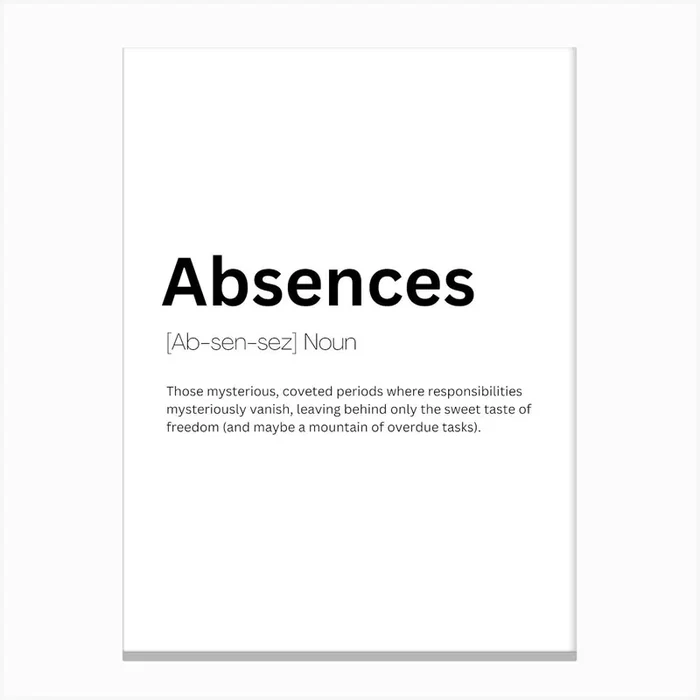 Absences Definition Meaning Canvas Print by Kaigozen