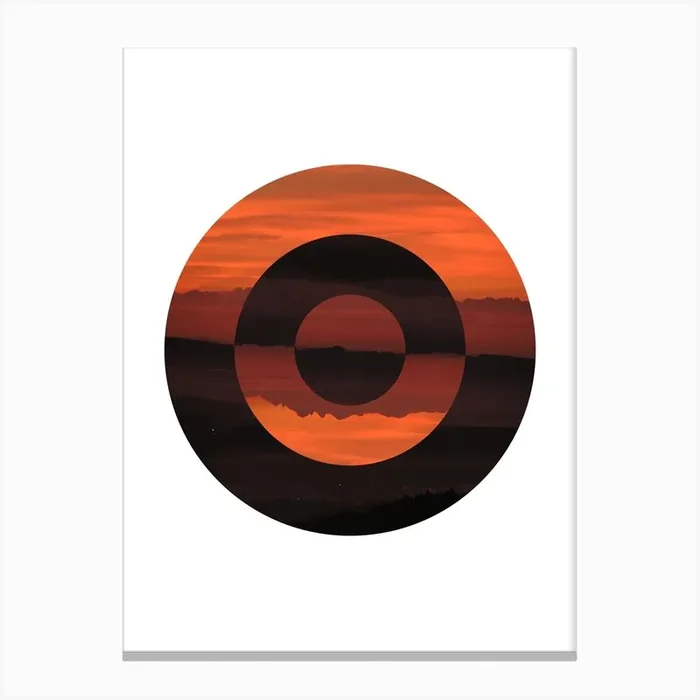 Abstract Circle Red Landscape Canvas Print by Callie Design Co.