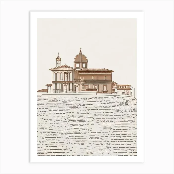 Accademia Gallery Florence Boho Landmark Illustration Art Print by Landmark Prints
