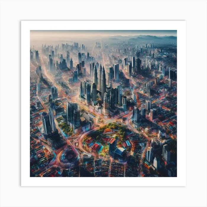 Aerial Cityscape Art Print by Maxleron