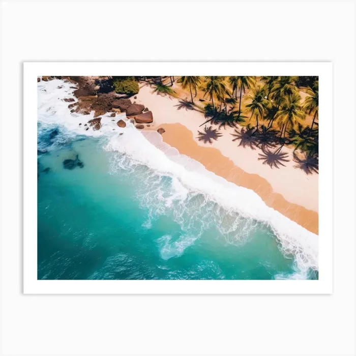 Aerial View Of A Tropical Beach 6 Art Print by Fotkrat