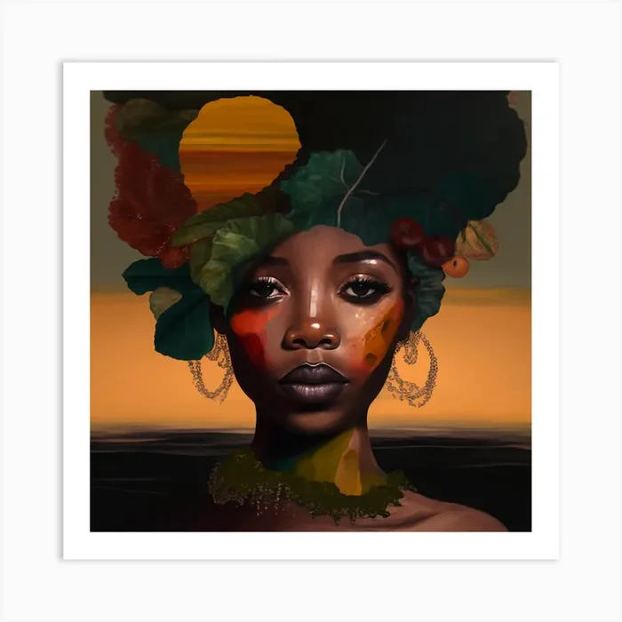 African Woman With Afro Art PrintB by BlackAlias