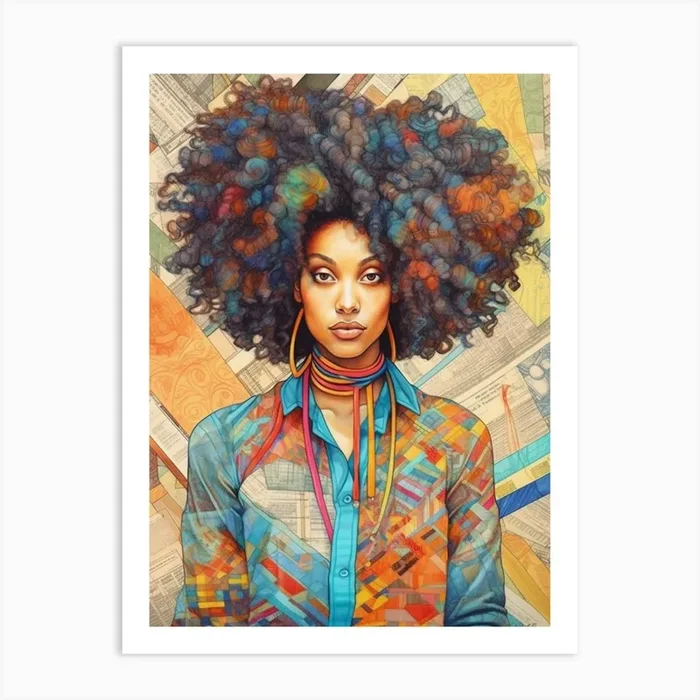 Afro Fashionista Pencil Drawing 4 Art Print by AfroFusion