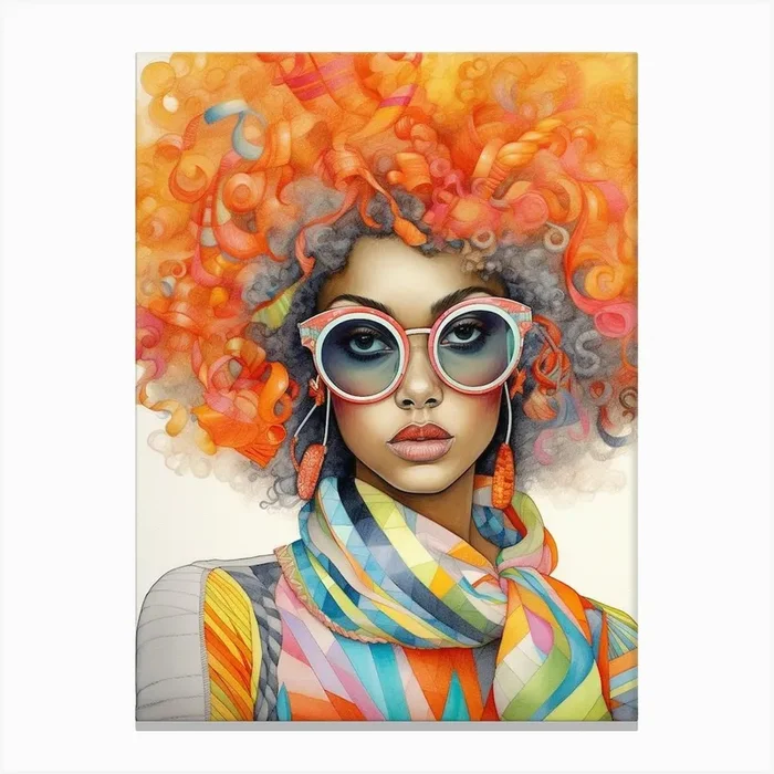 Afro Fashionista Pencil Drawing 5 Canvas Print by AfroFusion