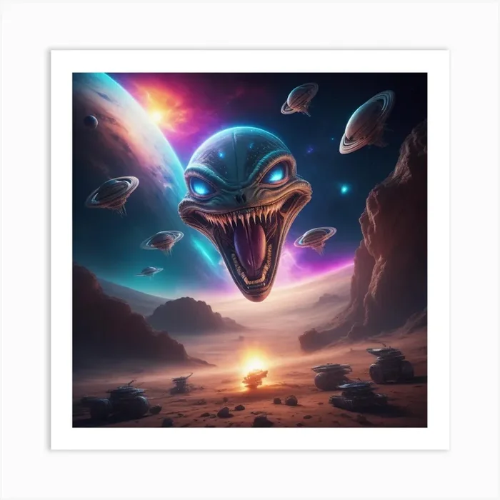 Aliens In Space Art Print by Jagoarts