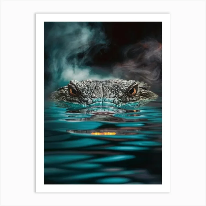 Alligator In The Water Art Print by AnikArts