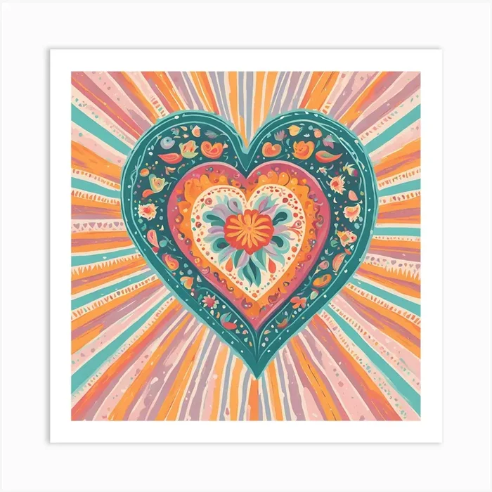 Amor Mexican Dia de los Muertos Heart Art Print by Laurinha