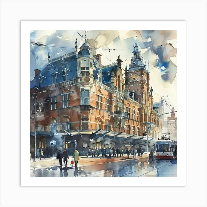 Amsterdam Central Station: Series. Water Colour 2 Art Print by David Miller