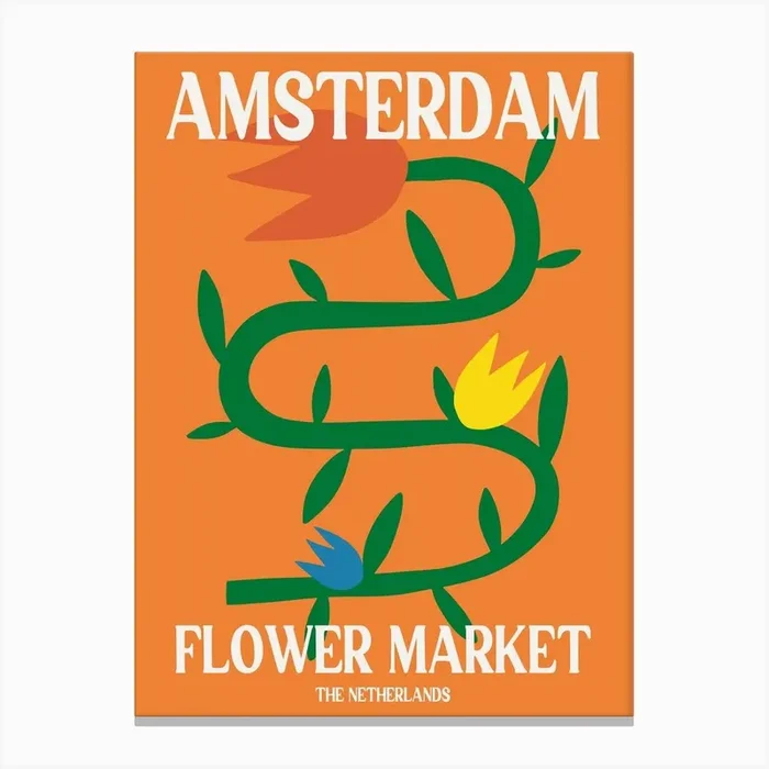 Amsterdam Flower Market Canvas Print by Dazey Print Shop