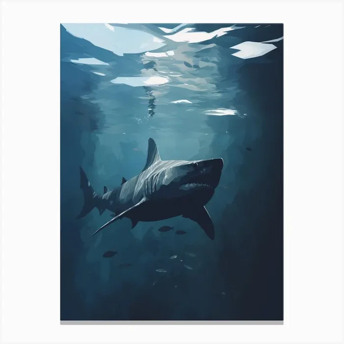An Illustration Of A Dark Shadow Of A Shark Swimming 1 Canvas PrintFG by Finspiration Gallery