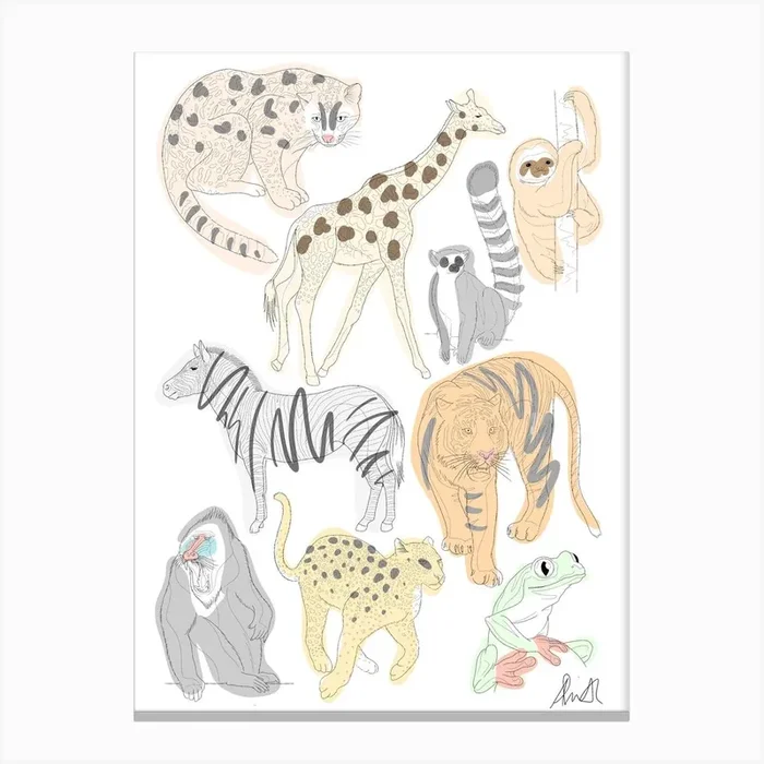 Animals Canvas Print by Martha Smith Tattoo