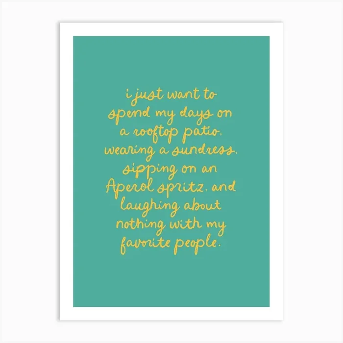 Aperol Spritz Notes Teal Art PrintK by KIKIANDNIM