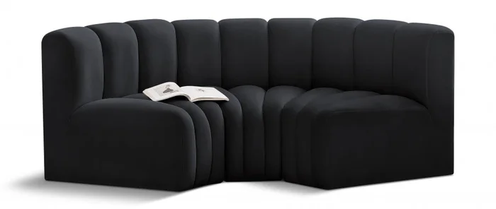 Arc 80 ” Velvet Upholstered 3pc. Modular Sectional