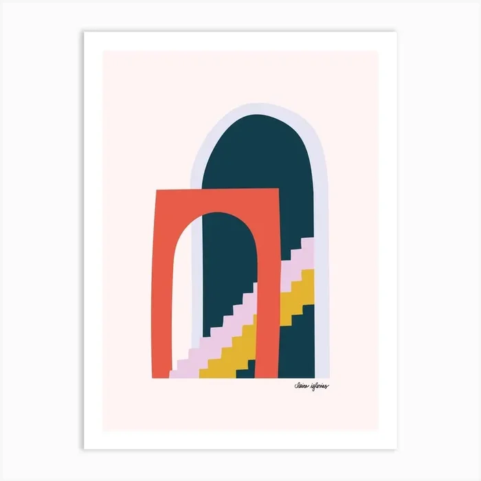 Arches And Stairs Art Print by Claire Iglesias