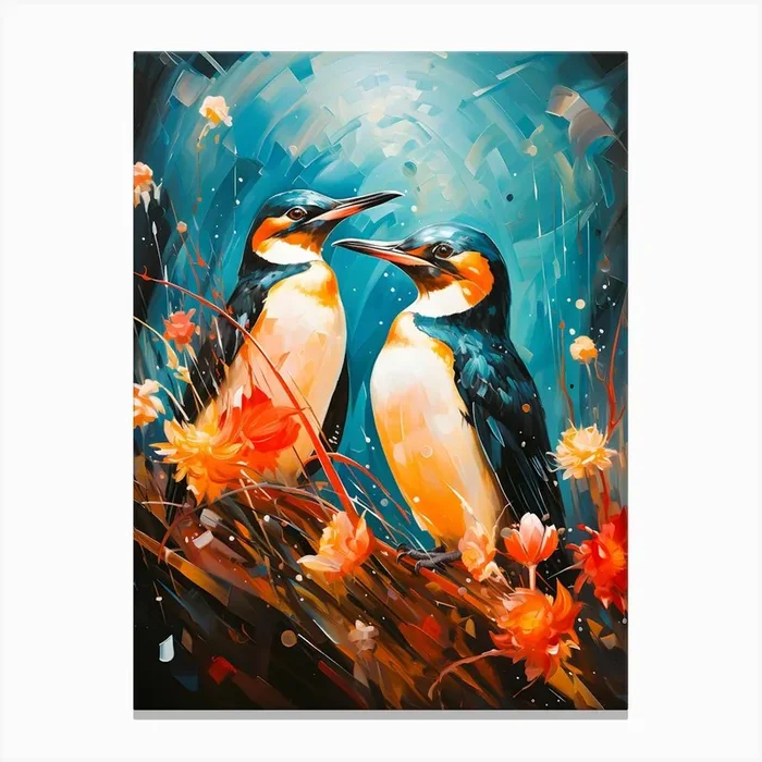 Arctic Harmony Penguin Canvas Print by Gutyz Designs