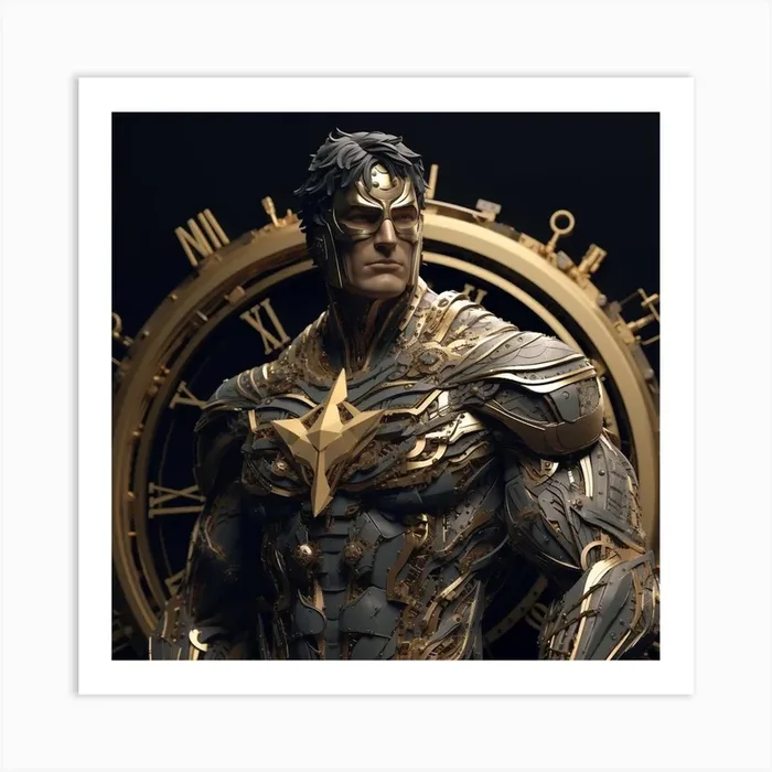 Armadiler Superhero 3d Made From Clock Parts Syper Detailed Art PrintA by Armadiler