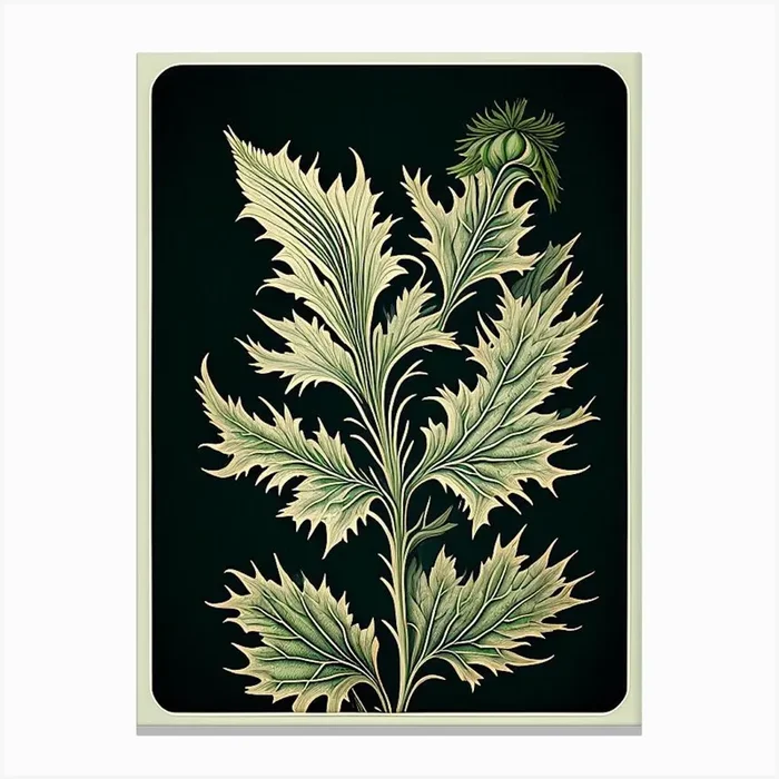 Artemisia Leaf Vintage Botanical 1 Canvas PrintL& by Leaf & Stem Studio