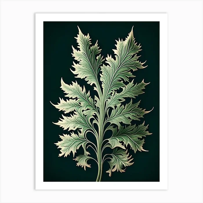 Artemisia Leaf Vintage Botanical 3 Art PrintL& by Leaf & Stem Studio