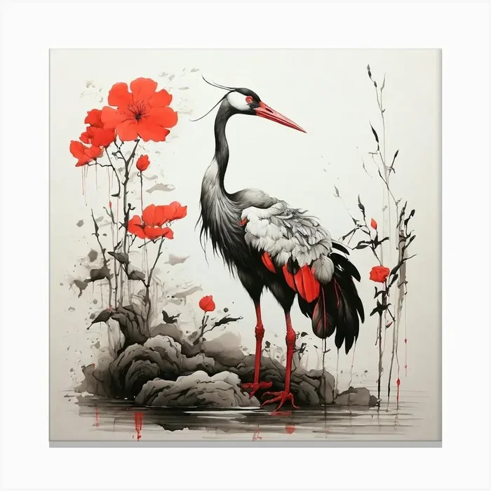 Asian Crane 1 Canvas Print by LunaTess