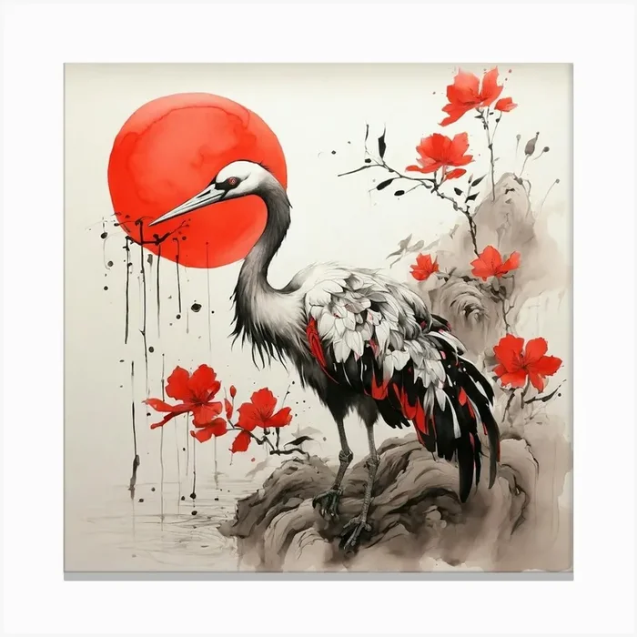 Asian Crane Canvas Print by LunaTess