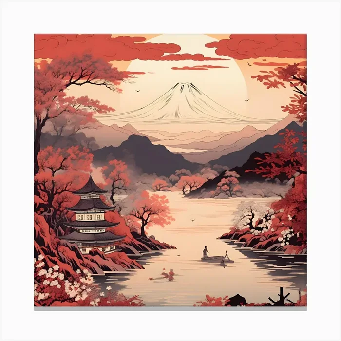 Asian Landscape Canvas Print by DigitalDoodle