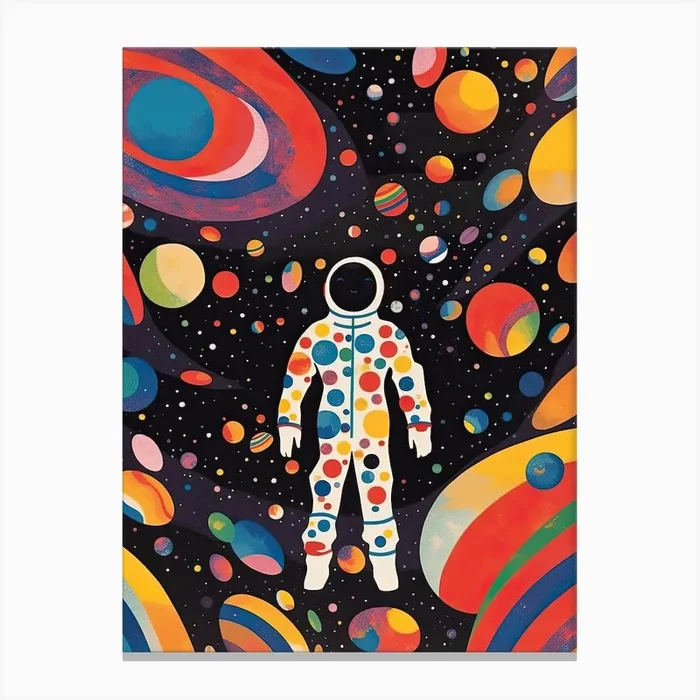 Astronaut Colourful Illustration 13 Canvas Print by Celestial Odyssey