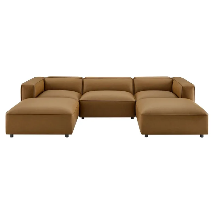 Auren 5-Piece Upholstered Vegan Leather Modular U-Shaped Sofa