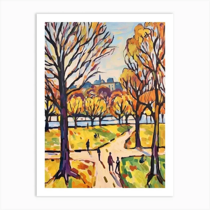 Autumn City Park Painting Kensington Gardens London 3 Art Print by Autumn Aura Prints