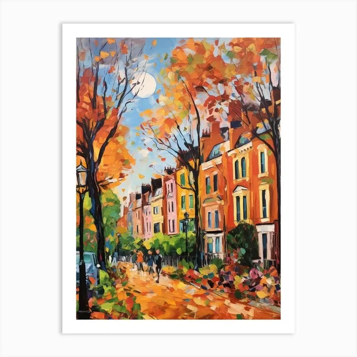 Autumn City Park Painting St Stephens Green Dublin 2 Art Print by Autumn Aura Prints