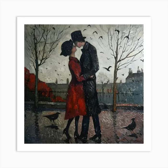 Autumn Romance in the Park Art Print by David Miller