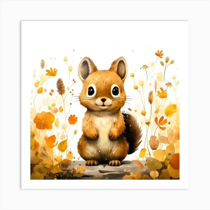 Autumn Squirrel 1 Art Print by Gutyz Designs
