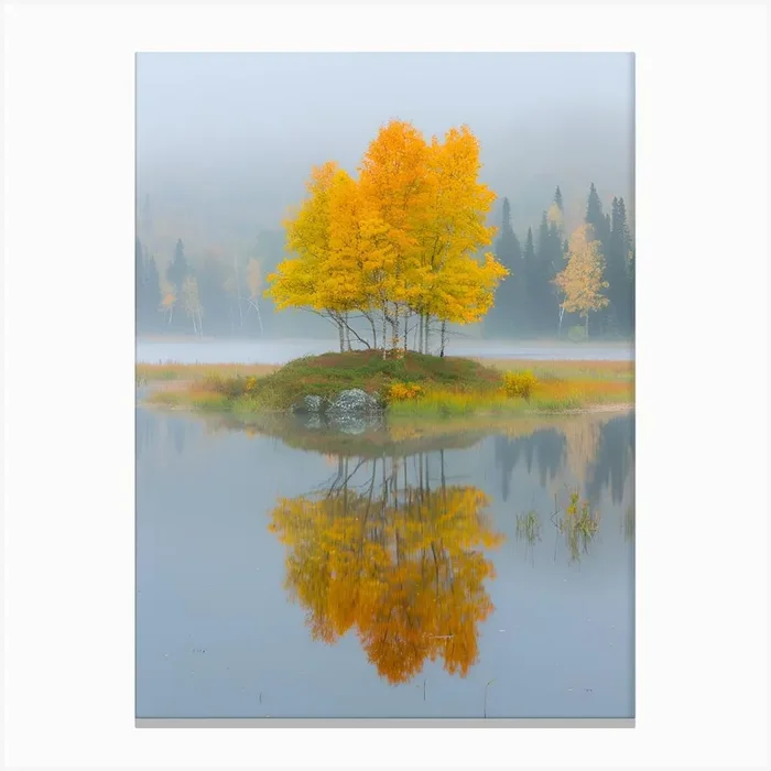 Autumn Trees On A Lake Canvas Print by AnikArts