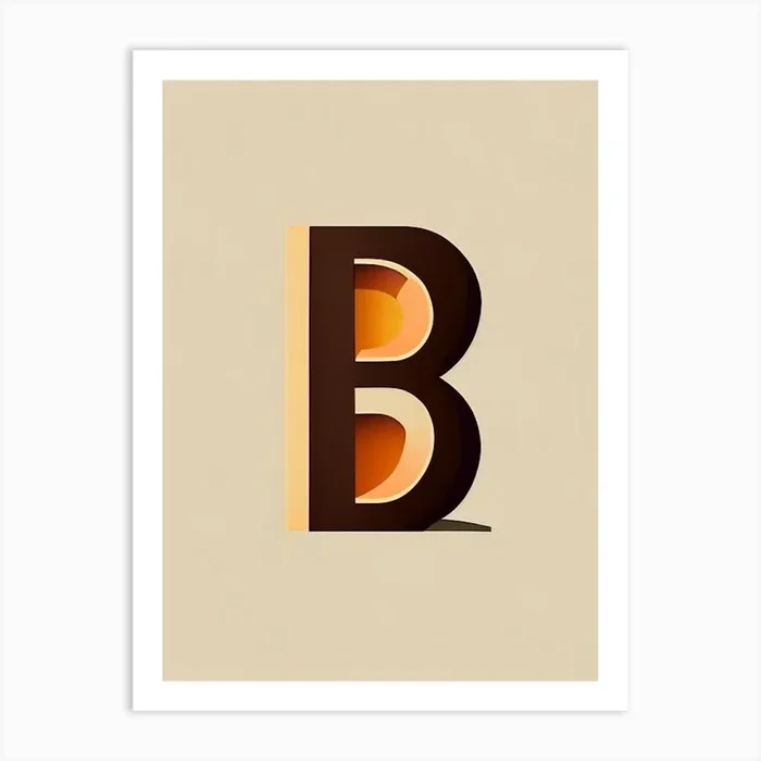 B Letter, Alphabet Retro Minimal 4 Art PrintAA by Artful ABCs