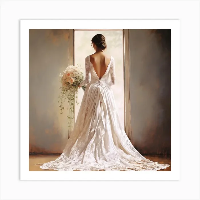 Back View Of A Wedding Dress Art Print by PaigeDesigns