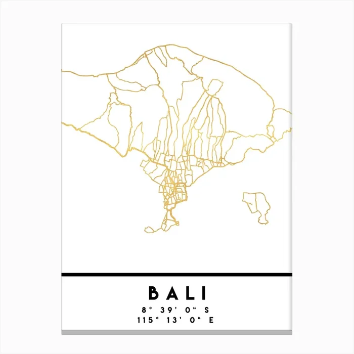 Bali Indonesia City Street Map Canvas Print by Deificus