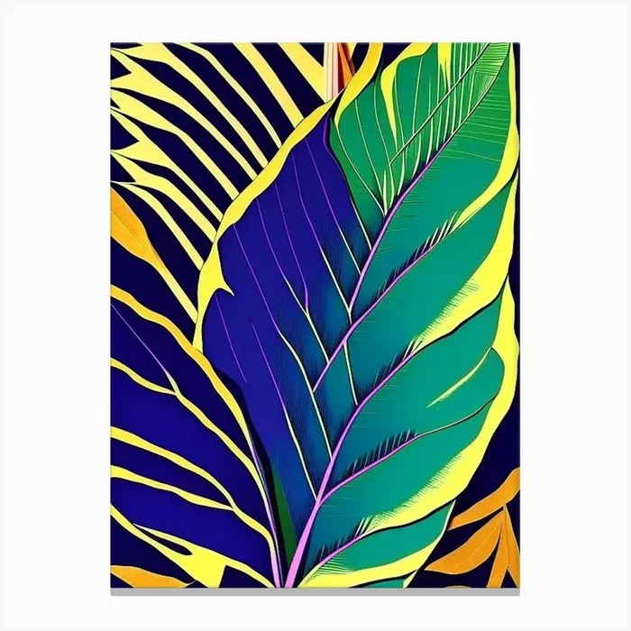 Banana Leaf Colourful Abstract Linocut Canvas PrintL& by Leaf & Stem Studio