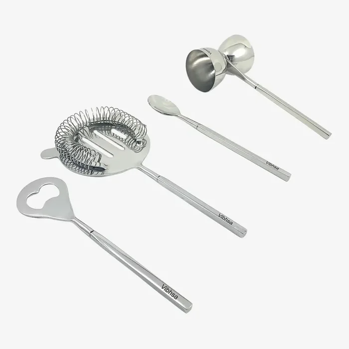 Bar Tools Bartending Kit – Silver – Set of 4 by A Dose of Whimsy
