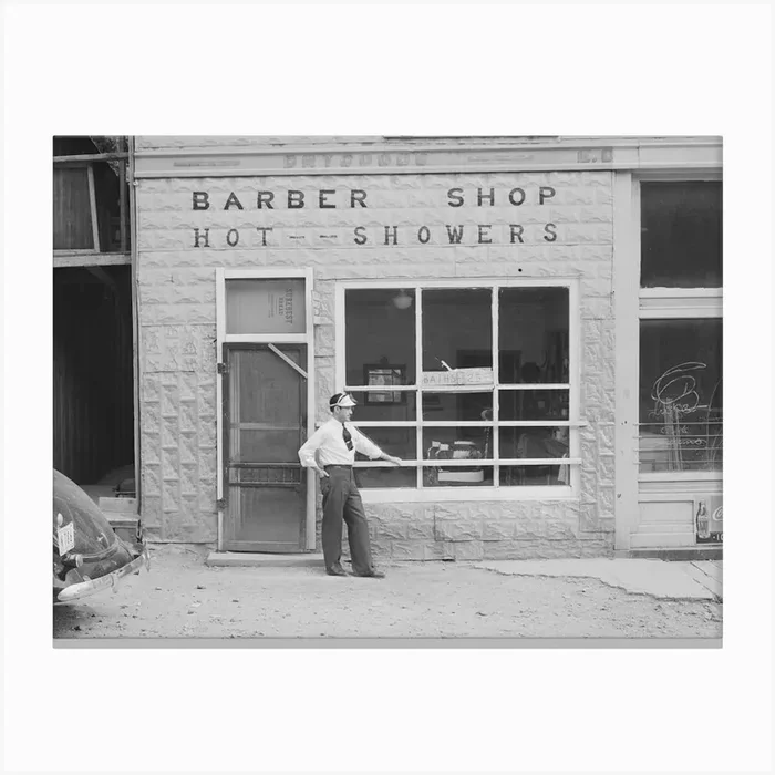 Barber Shop At Mogollon, New Mexico By Russell Lee Canvas Print by Fy! Classic Art Prints and Posters